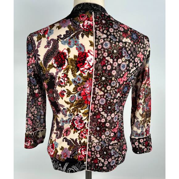 ANAC by Kimi Mandarin Collar Floral Shirt Artsy Top MED Y2K Gothic Goth Blouse - Picture 5 of 6